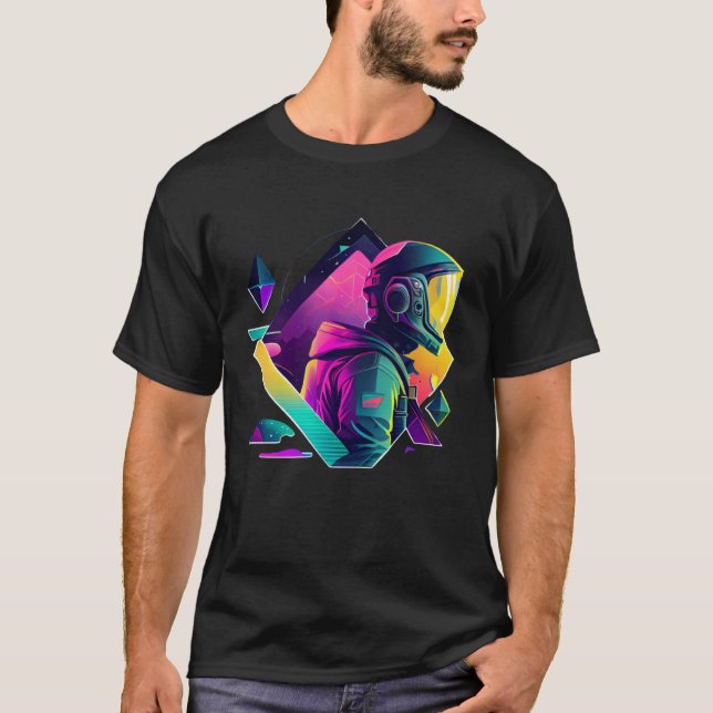 Astronaut in Space Aesthetic Wave Planet Eclipse   T-Shirt (Vorderseite)