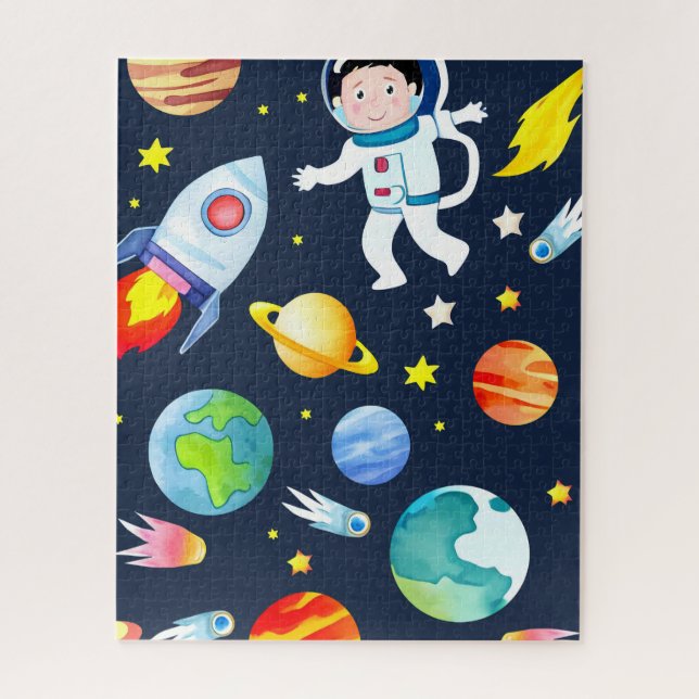 Astronaut in Space Planets and Rockets Pattern Puzzle (Vertikal)