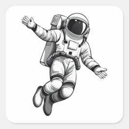 Astronaut in space quadratischer aufkleber