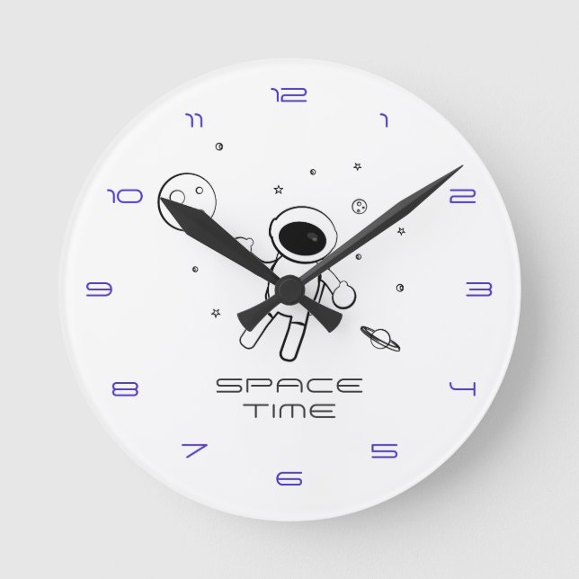 Astronaut In Space - Sketched Art in Black & White Runde Wanduhr (Vorderseite)