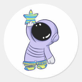 Astronaut in verschiedenen Socken-Aufklebern Runder Aufkleber