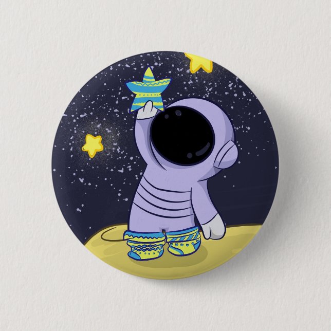 Astronaut in verschiedenen Socken Button (Vorderseite)