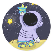 Astronaut in verschiedenen Socken, Rundaufkleber
