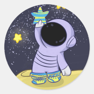 Astronaut in verschiedenen Socken, Rundaufkleber Runder Aufkleber