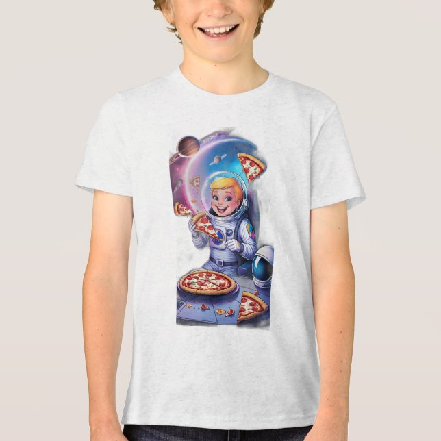 Astronaut isst Pizza im All. Tri-Blend Shirt (Vorderseite)
