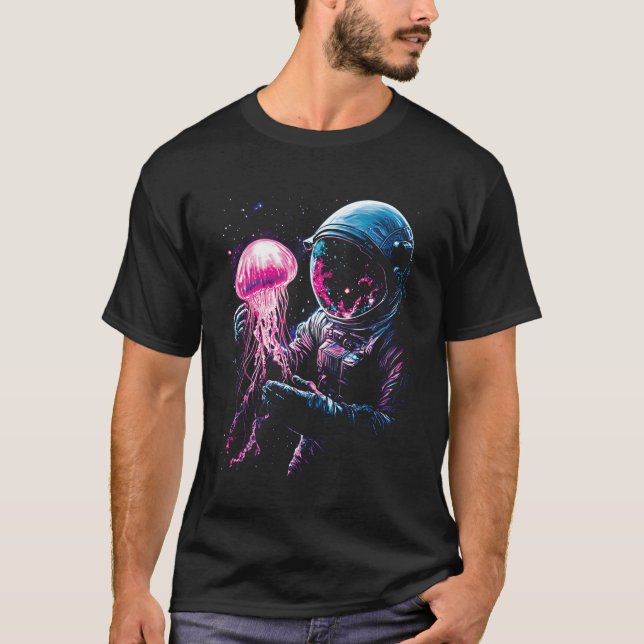 Astronaut Jellyfish Outer Space Explorer Galaxy Sc T-Shirt (Vorderseite)