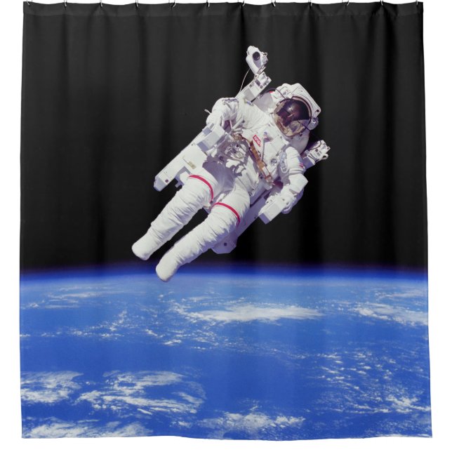 Astronaut Jetpack Spacewalk Earth Orbit Foto Duschvorhang (Vorderseite)
