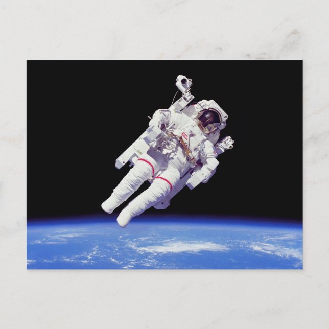 Astronaut Jetpack Spacewalk Earth Orbit Foto Postkarte (Vorderseite)