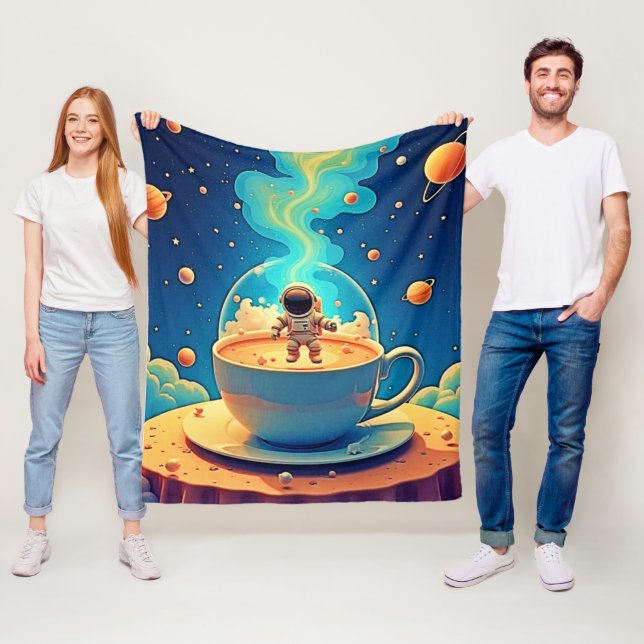 Astronaut Kaffee Weltraum Kunst Fleecedecke (Beispiel)
