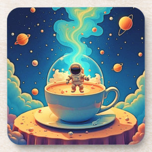 Astronaut Kaffee Weltraum Kunst Getränkeuntersetzer
