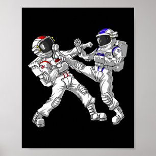 Astronaut Karate Muay Thai Kampfsport Kickboxen Poster