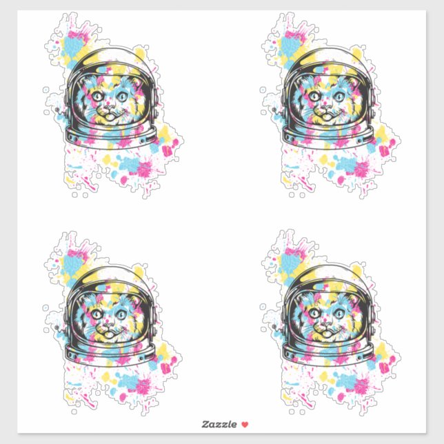 Astronaut Katze Aufkleber (Blatt)