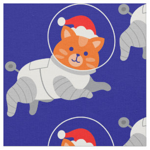 Astronaut Katze hässliches Weihnachten Santa Stoff