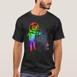 Astronaut Katze Im Weltraum Regenbogenfarbene Katz T-Shirt