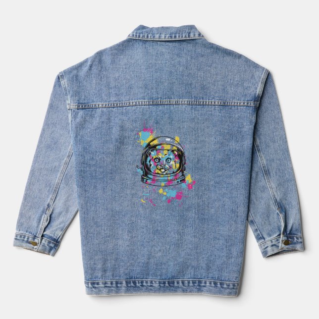 Astronaut Katze Jeansjacke (Rückseite)