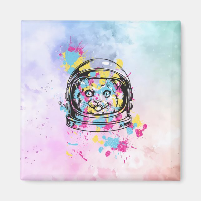 Astronaut Katze Magnet (Vorne)