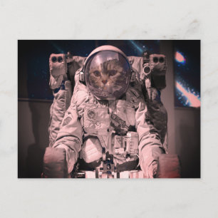 ASTRONAUT KATZE WELTRAUM POSTKARTE