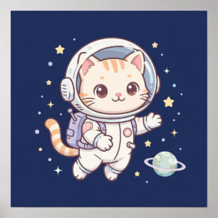 Astronaut Katzen im Weltraum - Süße Weltraumkatze Poster