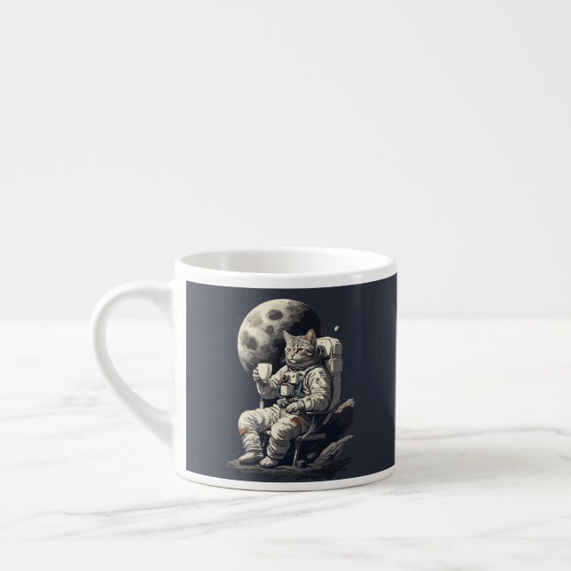 Astronaut Katzen mit einer Tasse Kaffee (Links)
