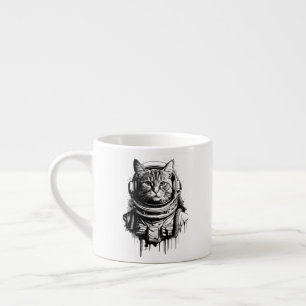 Astronaut Katzen Tinten Kunst Espressotasse