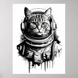 Astronaut Katzen Tinten Kunst Poster