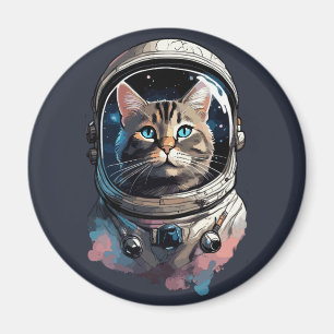 Astronaut Katzen Weltraum Aquarell-Kunst Magnet