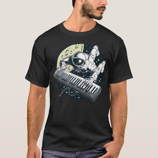 Astronaut Keyboard - Space Musician Music Lover T-Shirt (Vorderseite)