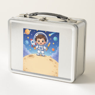 Astronaut Kid bereit, die Schule zu erkunden Metall Brotdose
