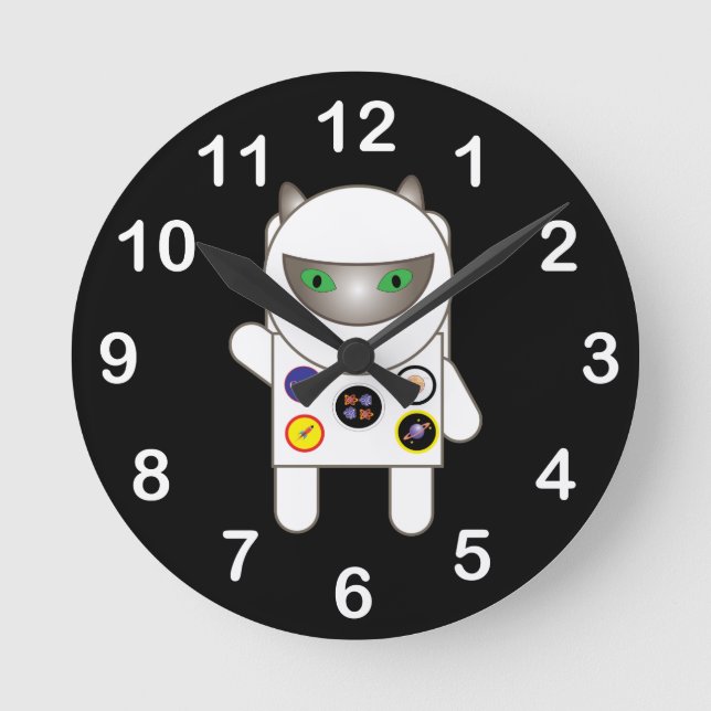 Astronaut Kitty Runde Wanduhr (Vorderseite)