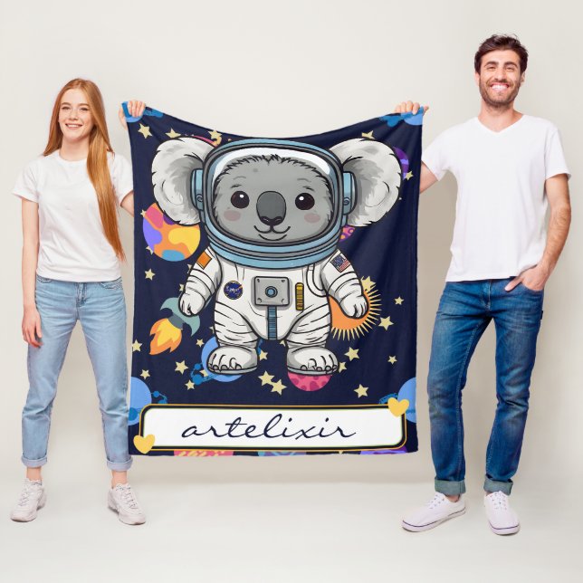 Astronaut Koala Cartoon Print Fleecedecke (Beispiel)