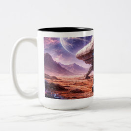 Astronaut leaving Space Ship Zweifarbige Tasse