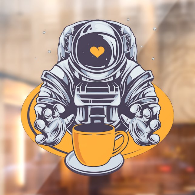 Astronaut-Liebe-Kaffee Fensteraufkleber (Blatt 2)