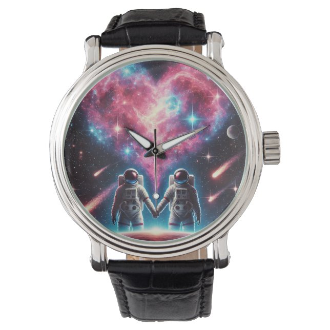 Astronaut-Liebe Nebula Wristwatch Armbanduhr (Vorderseite)