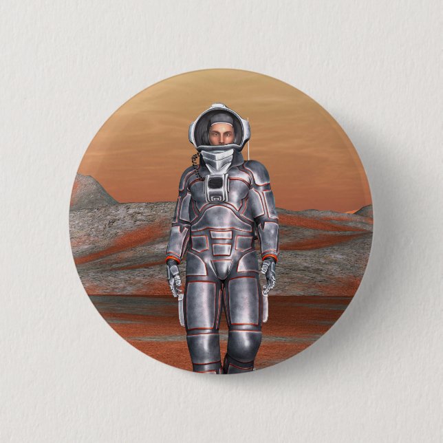 Astronaut Mars - Space Explorer auf Alien Planet Button (Vorderseite)