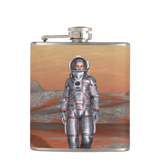 Astronaut Mars - Space Explorer auf Alien Planet Flachmann (Vorderseite)