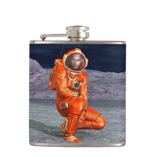 Astronaut Mars Space Explorer auf Alien Planet Flachmann