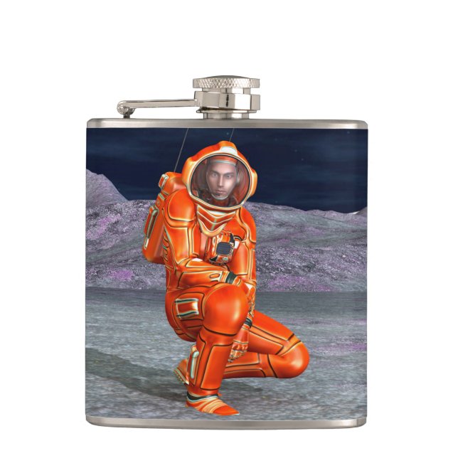 Astronaut Mars Space Explorer auf Alien Planet Flachmann (Vorderseite)