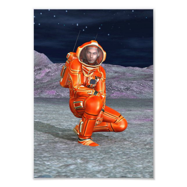 Astronaut Mars Space Explorer auf Alien Planet Fotodruck (Vorne)