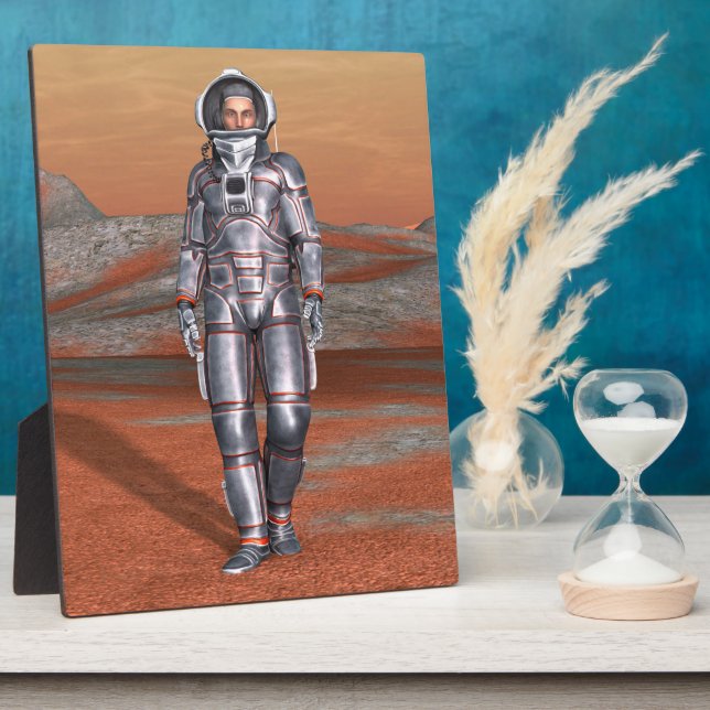 Astronaut Mars - Space Explorer auf Alien Planet Fotoplatte (Seite)