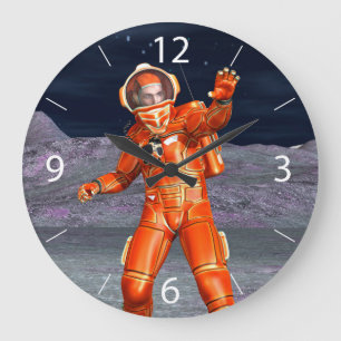 Astronaut Mars Space Explorer auf Alien Planet Große Wanduhr