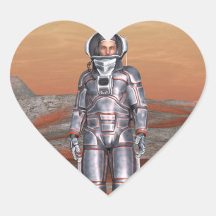Astronaut Mars - Space Explorer auf Alien Planet Herz-Aufkleber