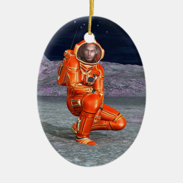 Astronaut Mars Space Explorer auf Alien Planet Keramikornament (Vorne)