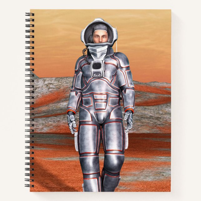 Astronaut Mars Space Explorer auf Alien Planet Notizbuch (Vorderseite)