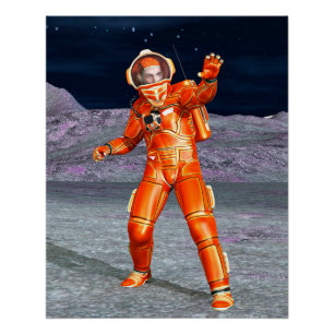 Astronaut Mars Space Explorer auf Alien Planet Poster