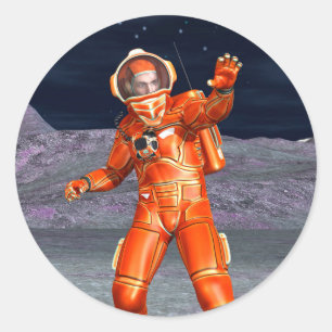 Astronaut Mars Space Explorer auf Alien Planet Runder Aufkleber