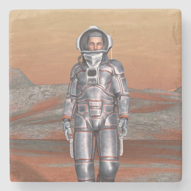 Astronaut Mars - Space Explorer auf Alien Planet Steinuntersetzer (Vorderseite)