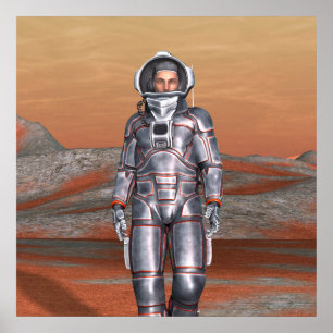 Astronaut Mars - Weltraumforscher auf einem außeri Poster