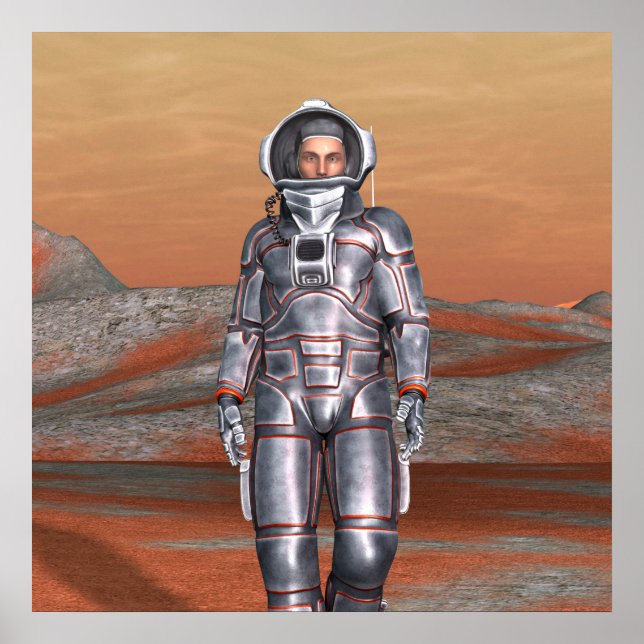 Astronaut Mars - Weltraumforscher auf einem außeri Poster (Vorne)