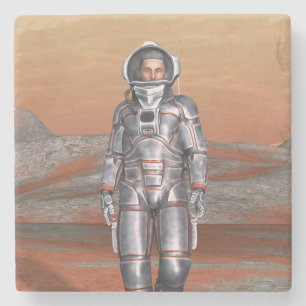 Astronaut Mars - Weltraumforscher auf einem außeri Steinuntersetzer