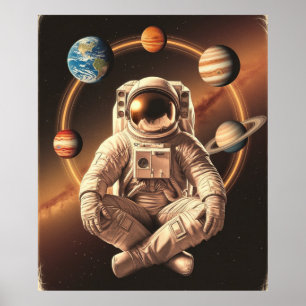 Astronaut meditiert im Weltraum Poster